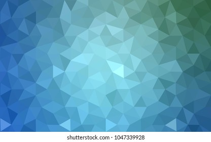 Light Blue, Green vector Low poly crystal background. Polygon design pattern. Low poly illustration, low polygon background.