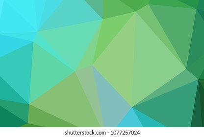 Light Blue, Green vector low poly layout. Triangular geometric sample with gradient.  The best triangular design for your business.