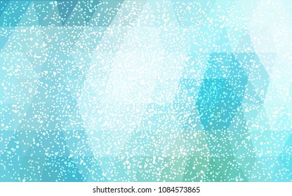 Light Blue, Green vector low poly crystal background with snowflakes. Polygon christmas design pattern . Low poly illustration of New Year celebration.