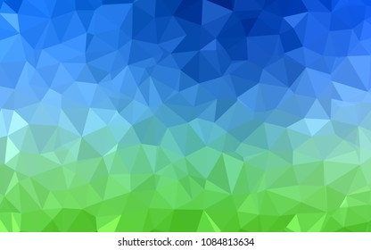 Light Blue, Green vector low poly cover. Glitter abstract illustration with an elegant triangles. Completely new template for your banner.