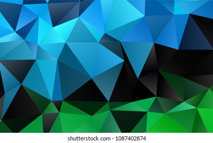 Light Blue, Green vector low poly template. A sample with polygonal shapes. Triangular pattern for your business design.