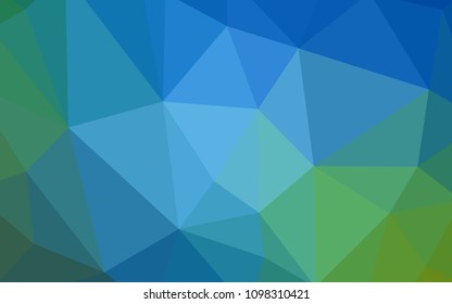 Light Blue, Green vector low poly texture. A sample with polygonal shapes. Best triangular design for your business.
