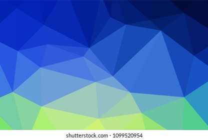 Light Blue, Green vector low poly cover. Colorful illustration in polygonal style with gradient. Textured pattern can be used for background.