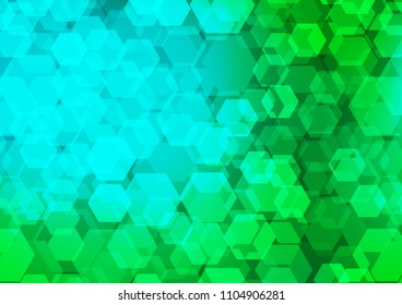 Light Blue, Green vector low poly pattern. hexagonal geometric sample with gradient.  The completely new template can be used for your brand book.