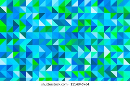Light Blue, Green vector low poly background. Triangular geometric sample with gradient.  A new texture for your design.