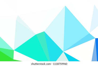 Light Blue, Green vector low poly cover. Shining polygonal illustration, which consist of triangles. Best triangular design for your business.