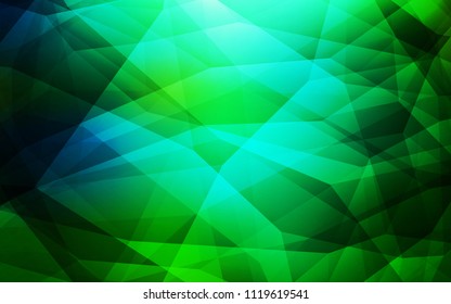 Light Blue, Green vector low poly texture. Shining polygonal illustration, which consist of triangles. Template for cell phone's backgrounds.