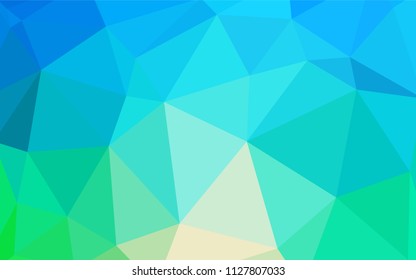 Light Blue, Green vector low poly cover. Shining polygonal illustration, which consist of triangles. Template for cell phone's backgrounds.