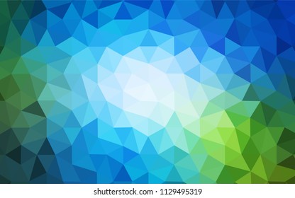 Light Blue, Green vector low poly layout. A sample with polygonal shapes. Best triangular design for your business.
