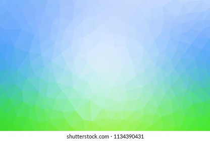 Light Blue, Green vector low poly texture. Triangular geometric sample with gradient.  Brand new design for your business.