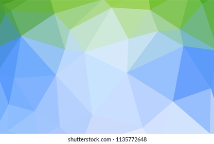 Light Blue, Green vector low poly cover. Colorful abstract illustration with triangles. Best triangular design for your business.