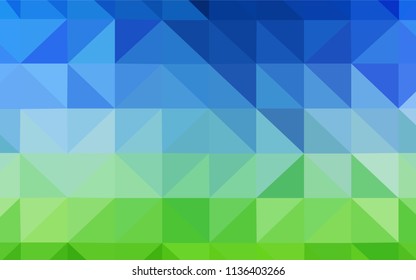 Light Blue, Green vector low poly layout. Triangular geometric sample with gradient.  Brand new style for your business design.