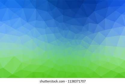Light Blue, Green vector low poly layout. Triangular geometric sample with gradient.  Triangular pattern for your design.
