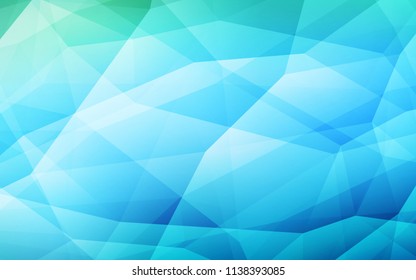 Light Blue, Green vector low poly cover. Shining polygonal illustration, which consist of triangles. Best triangular design for your business.