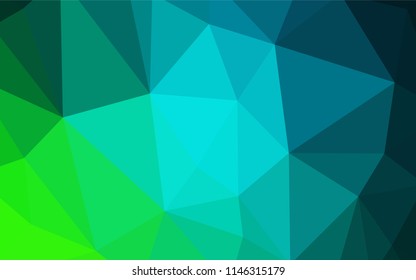 Light Blue, Green vector low poly cover. Triangular geometric sample with gradient.  Brand new style for your business design.