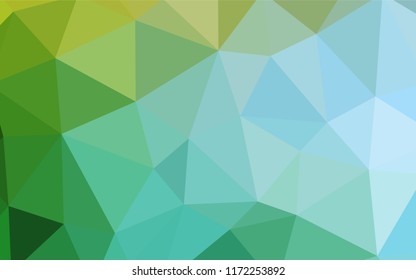 Light Blue, Green vector low poly cover. Triangular geometric sample with gradient.  Best triangular design for your business.