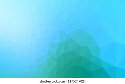 Light Blue, Green vector low poly cover. Triangular geometric sample with gradient.  Brand new style for your business design.