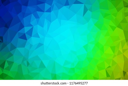 Light Blue, Green vector low poly texture. Triangular geometric sample with gradient.  A completely new design for your leaflet.