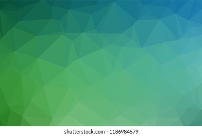 Light Blue, Green vector low poly cover. Creative geometric illustration in Origami style with gradient. Brand new style for your business design.
