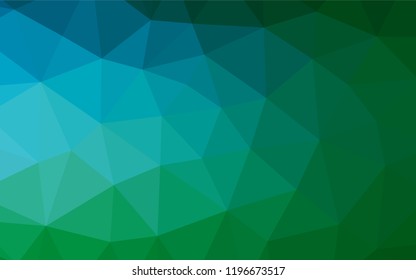 Light Blue, Green vector low poly mosaic cover. Modern geometrical abstract illustration with gradient. Triangular pattern for your business design.
