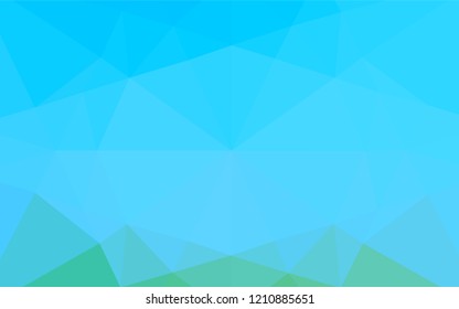 Light Blue, Green vector low poly cover. Shining illustration, which consist of triangles. Triangular pattern for your business design.