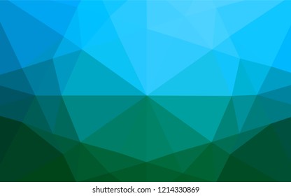 Light Blue, Green vector low poly layout. Triangular geometric sample with gradient.  Triangular pattern for your business design.
