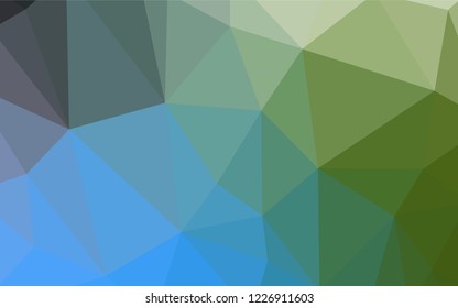 Light Blue, Green vector low poly layout. Triangular geometric sample with gradient.  Triangular pattern for your design.