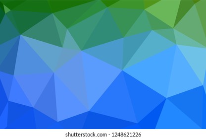 Light Blue, Green vector low poly texture. Creative illustration in halftone style with triangles. A completely new design for your leaflet.