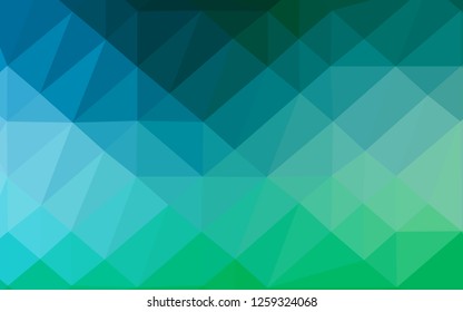 Light Blue, Green vector low poly layout. Triangular geometric sample with gradient.  Textured pattern for background.