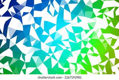 Light Blue, Green vector low poly texture. Creative illustration in halftone style with triangles. Best triangular design for your business.