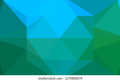 Light Blue, Green vector low poly texture. Triangular geometric sample with gradient.  A new texture for your design.