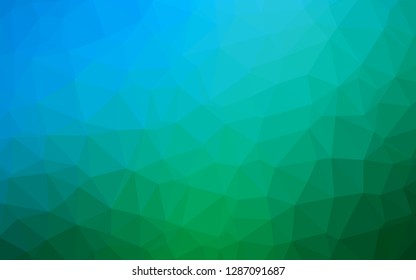 Light Blue, Green vector low poly layout. Triangular geometric sample with gradient.  Elegant pattern for a brand book.