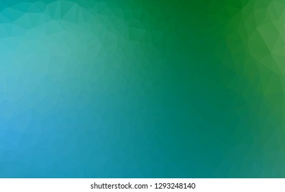 Light Blue, Green vector low poly cover. Triangular geometric sample with gradient.  Completely new design for your business.