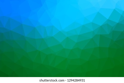 Light Blue, Green vector low poly layout. A vague abstract illustration with gradient. Triangular pattern for your business design.