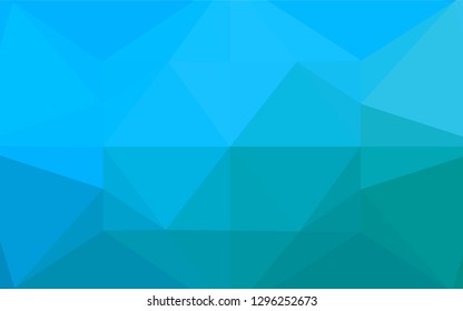 Light Blue, Green vector low poly cover. A vague abstract illustration with gradient. Triangular pattern for your business design.