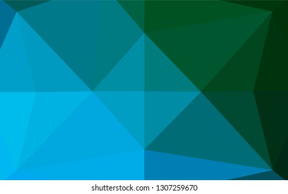 Light Blue, Green vector low poly layout. Triangular geometric sample with gradient.  A new texture for your design.