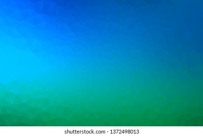 Light Blue, Green vector low poly cover. Colorful illustration in Origami style with gradient.  Triangular pattern for your business design.