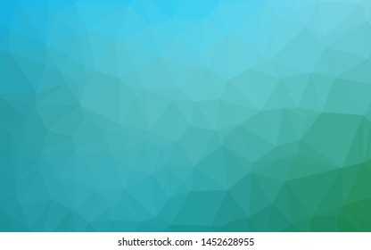 Light Blue, Green vector low poly cover. Shining illustration, which consist of triangles. Triangular pattern for your business design.
