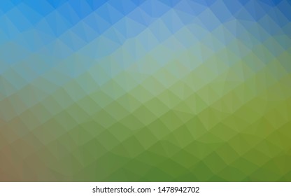 Light Blue, Green vector low poly texture. Triangular geometric sample with gradient.  Brand new style for your business design.
