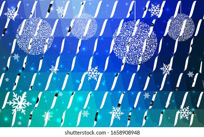 Vector azul claro de bajo fondo de cristal de polo con copos de nieve. Patrón de diseño de Navidad de polígono . Baja ilustración polaca de la celebración de Año Nuevo.