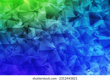 Light Blue, Green vector low poly layout. Triangular geometric sample with gradient.  Brand new style for your business design.