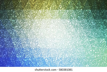 Light Blue, Green vector low poly crystal background with snowflakes. Polygon christmas design pattern . Low poly illustration of New Year celebration.
