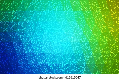Light Blue, Green vector low poly crystal background with snowflakes. Polygon christmas design pattern . Low poly illustration of New Year celebration.
