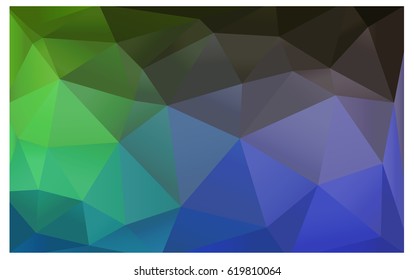 Light Blue, Green vector Low poly crystal background. Polygon design pattern. Low poly illustration, low polygon background.