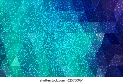 Light Blue, Green vector low poly crystal background with snowflakes. Polygon christmas design pattern . Low poly illustration of New Year celebration.