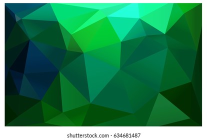 Light Blue, Green vector Low poly crystal background. Polygon design pattern. Low poly illustration, low polygon background.