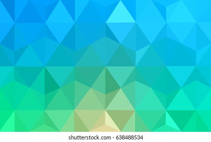 Light Blue, Green vector Low poly crystal background. Polygon design pattern. Low poly illustration, low polygon background.