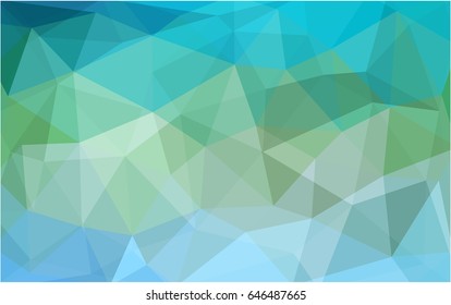 Light Blue, Green vector Low poly crystal background. Polygon design pattern. Low poly illustration, low polygon background.