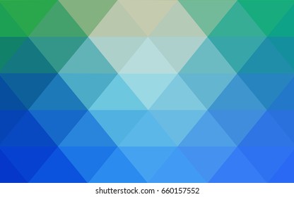 Light Blue, Green vector Low poly crystal background. Polygon design pattern. Low poly illustration, low polygon background.