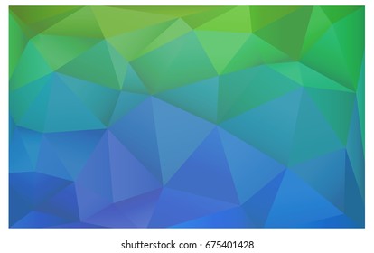 Light Blue, Green vector Low poly crystal background. Polygon design pattern. Low poly illustration, low polygon background.